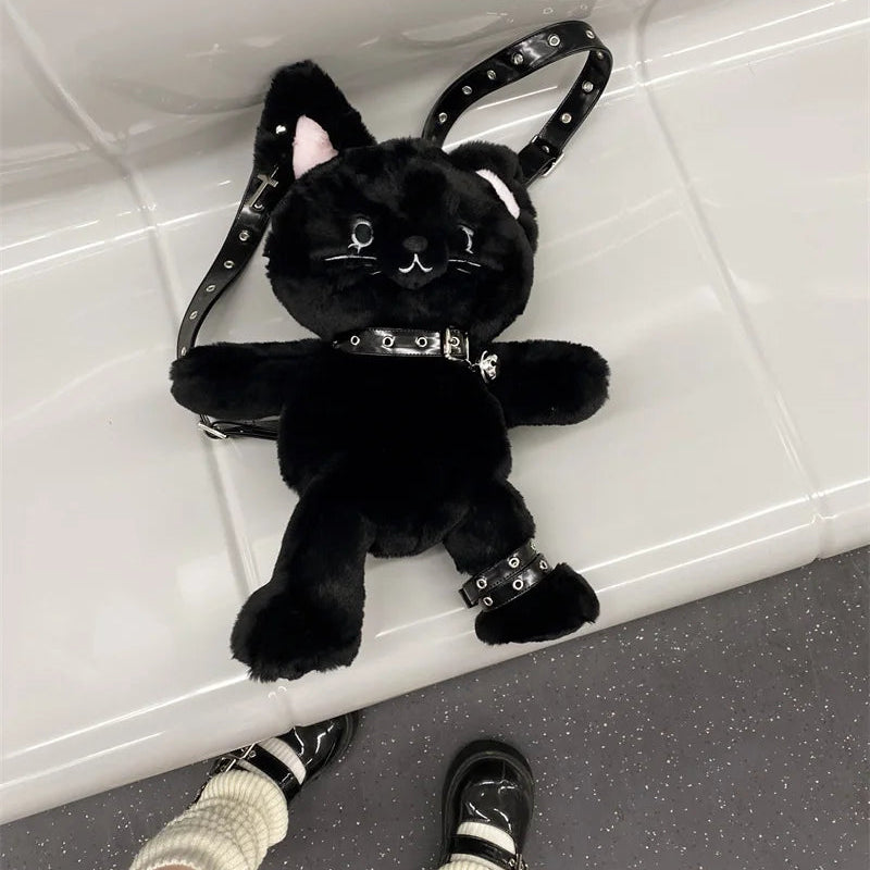 Custom Goth Kitty Plushie Backpack