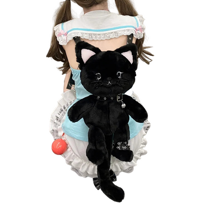 Custom Goth Kitty Plushie Backpack