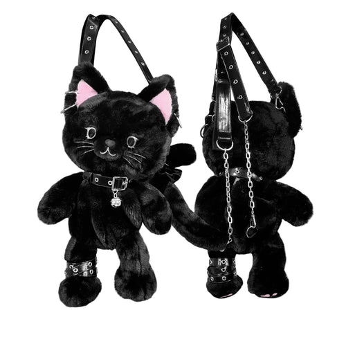 Custom Goth Kitty Plushie Backpack