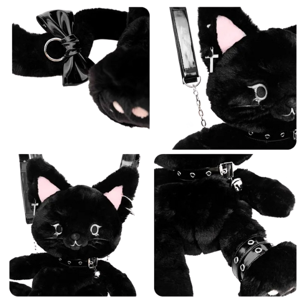 Custom Goth Kitty Plushie Backpack