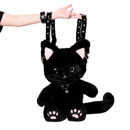 Custom Goth Kitty Plushie Backpack