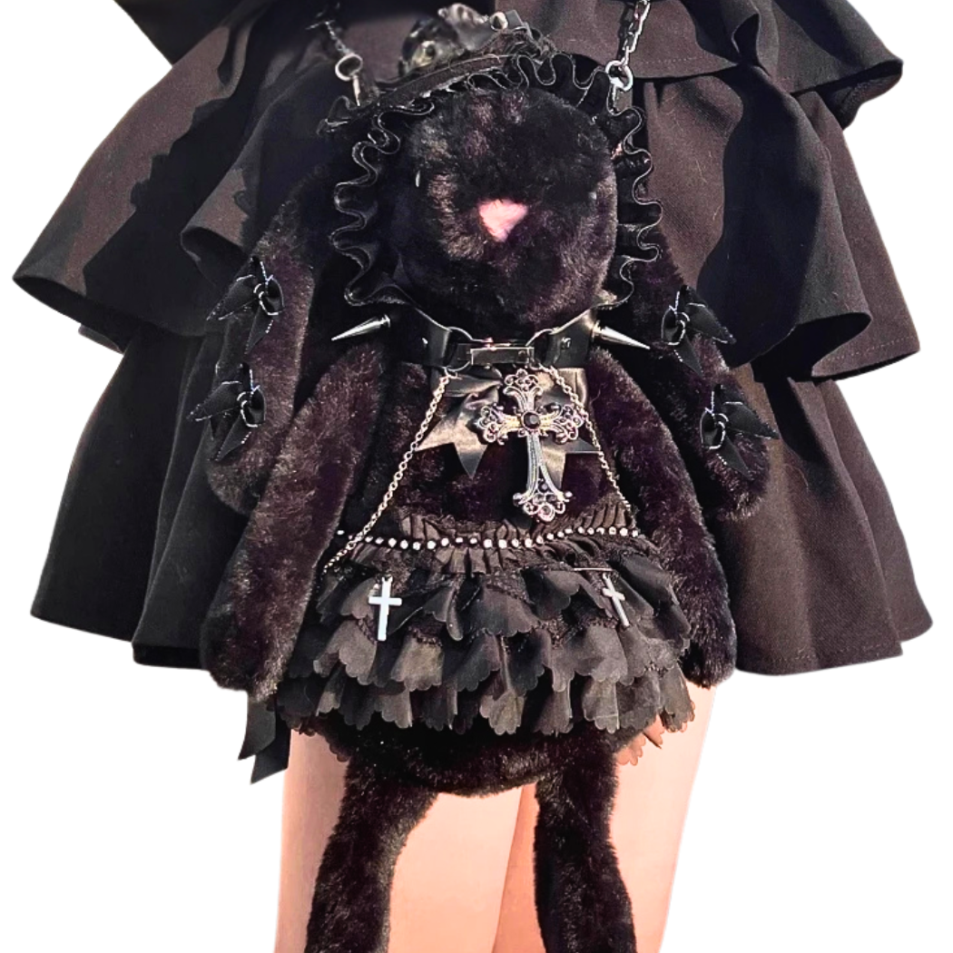 Custom Goth Bunny Plushie Backpack