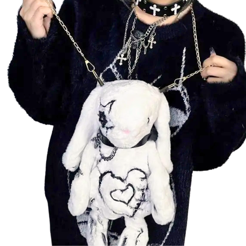 Punk Rock Bunny Plushie Backpack