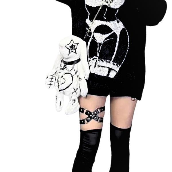 Punk Rock Bunny Plushie Backpack