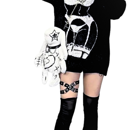 Punk Rock Bunny Plushie Backpack
