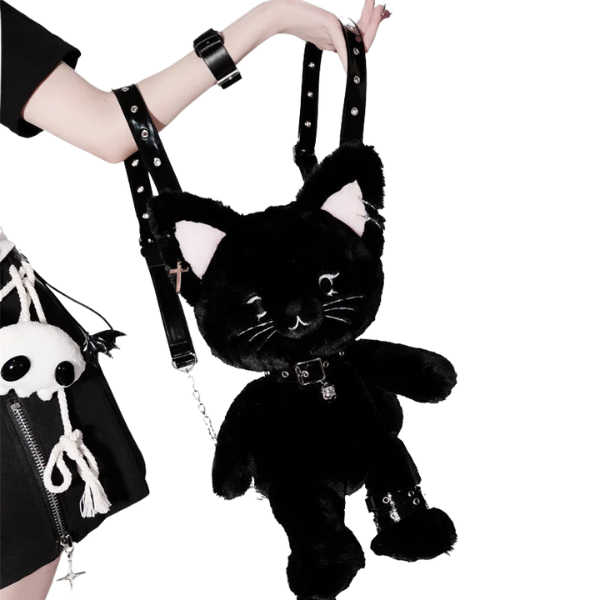 Custom Goth Kitty Plushie Backpack