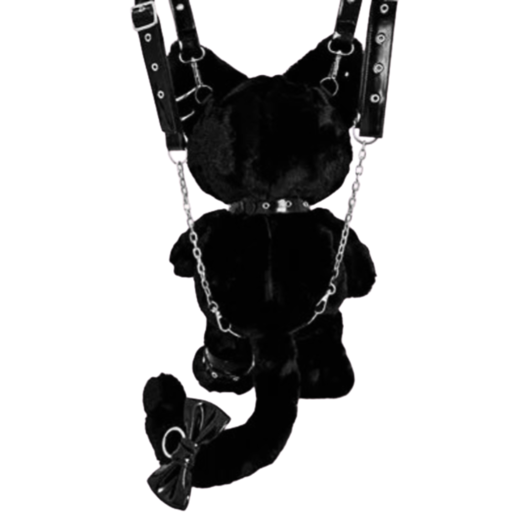 Custom Goth Kitty Plushie Backpack